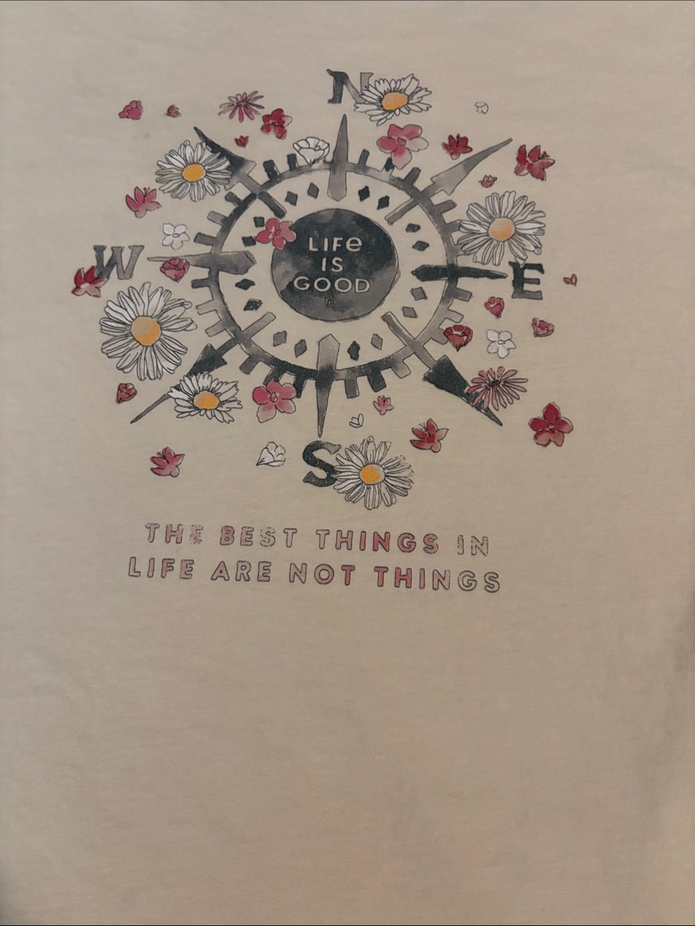 Life Is Good Pink Floral Compass Graphic Tee